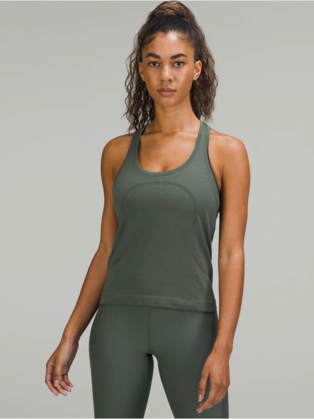 Lululemon Smoked Spruce Swiftly Tech cropped tank